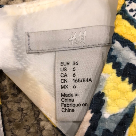 H&M Yellow Green White Summer Flower Dress Sz 6 - Picture 4 of 6